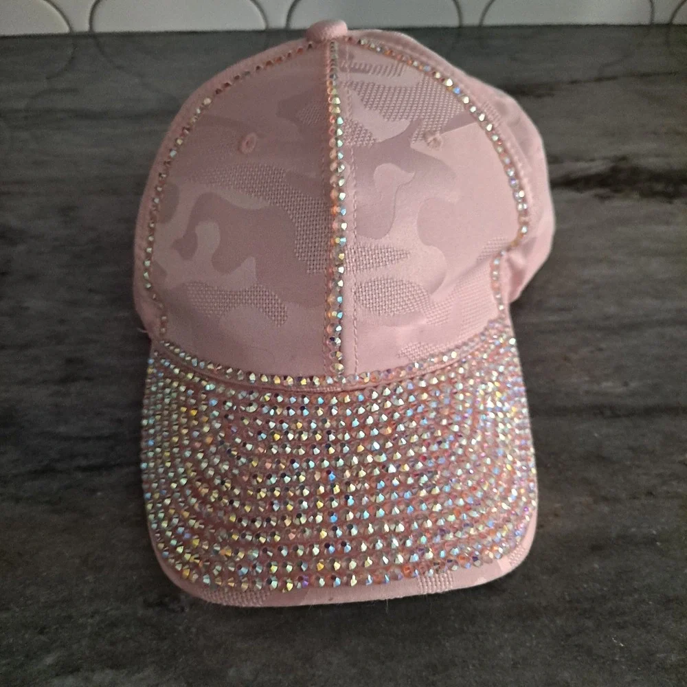 New With Tags Sophia Pink Camo Slide Back Rhinestone Baseball Hat